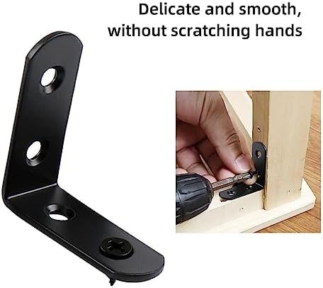 2 Inch L Brackets 10 Pack - 90 Degree Black Corner Braces for Wood Furniture & Shelves - Small L Shape Metal Support Brackets for DIY Home Improvement/ Cabinet & Wall Mounting