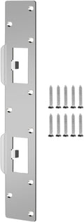 Double Holes Latch Reinforcement Plate Heavy Duty Security Latch Plate Security Striker Plates for Exterior Interior Door Deadbolt Fix Door Frame for 4.5 inch Hole Center (Silver-1Pcs)