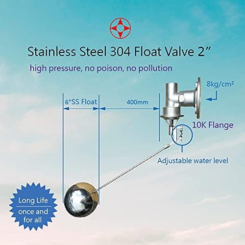 Viton sealing, 304 Stainless Steel Balanced Float Ball Valve, Tank Mount, 100 Psi (2'' Flange)