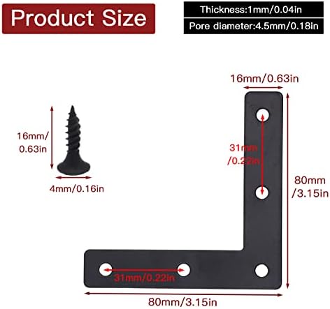20-Pack Steel Flat Mending Plate Corner Brace 3.15x3.15in for Wood