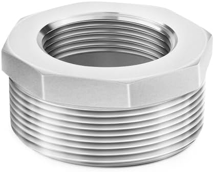 ChillWaves 304 Stainless Steel Pipe Fitting, Reducer Hex Bushing 2" NPT Male x 1-1/4" NPT Female Thread Adapter(1-PACK)