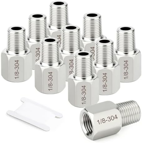 TAISHER 10PCS 304 Stainless Steel Pipe Fitting, New Reducer Adapter, 1/8" NPT Male x 1/8" NPT Female, Reducing Pipe Adapter Fitting