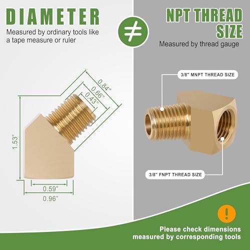 4Pcs Brass Pipe 45 Degree Barstock Street elbow,3/8" x 3/8"