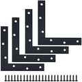 Alise L Flat Brackets for Wood,Corner Bracket Mending Plate,Black,4 Pack