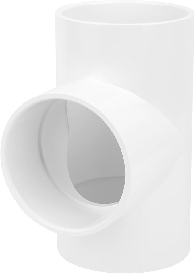 3 Way 4" PVC Tee Pipe Fittings Adapter (Socket x Socket x Socket) Furniture Grade SCH40 4 Inch PVC Elbow Pipe Connector for DIY PVC Shelf Garden Support Structure Storage Frame