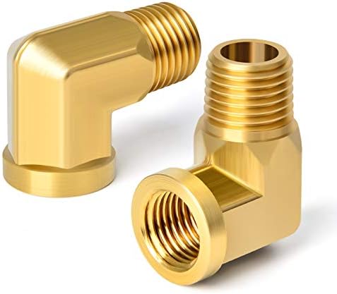 TAISHER 2PCS 90 Degree Barstock Street Elbow, 3/8 Inch NPT Male Pipe to 3/8 Inch NPT Female Brass Pipe Fitting