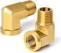 TAISHER 2PCS 90 Degree Barstock Street Elbow, 3/8 Inch NPT Male Pipe to 3/8 Inch NPT Female Brass Pipe Fitting
