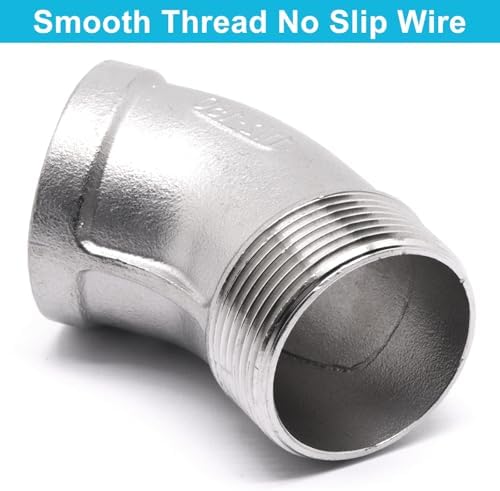 1PCS 45 Degree Elbow Fittings, 1-1/2" NPT Male to 1-1/2" NPT Female 304 Stainless Steel Pipe Fitting, Connector Coupler Apply to Outdoor Garden Industrial