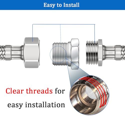 2 Pcs Stainless Steel Bushing 1/2" Male to 3/8" Female, 1/2" to 3/8" NPT Adapter Hex Stainless Steel Reducing Pipe Adapter Fitting Pipe Hose Tube Adapter Convert