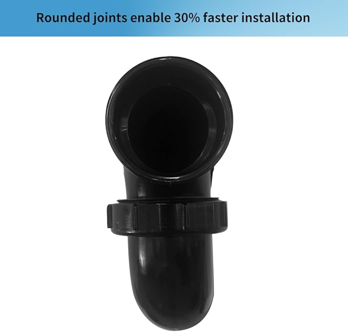 LESSO P Trap with Threaded Adapter Ring,1-1/2" Leak & Odor Proof Drain Kits for Bathroom/Kitchen/RV Sink Drain, ABS P Trap