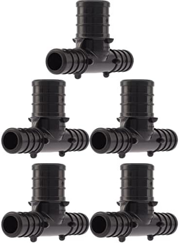 SharkBite 1/2 x 1/2 x 3/4 Inch Poly Crimp Reducing Tee, Pack of 5, PEX Pipe, PE-RT, UP408A5