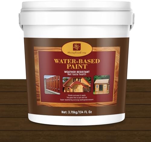 1 Gallon Seal Stain & Sealer & Preservative for Wood, Outdoor Deck and Fence - All-in-One Exterior Wood Stain and Waterproofing Sealant – Easy to Apply, UV Protection - Dark Walnut