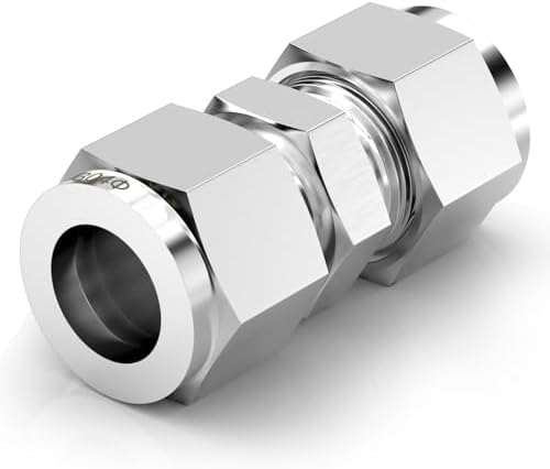 TAISHER 5PCS 304 Stainless Steel Compression Tube Pipe Fitting Connector, 6MM Tube OD x 6MM Tube OD Straight Adapter
