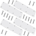 White Mending Plate 4 Pcs Stainless Steel Flat Brackets, 5.5 Inch x 2 Inch Heavy Duty Straight Brace Repair Fixing Joining Brackets for Wood Furniture Fence with Screws