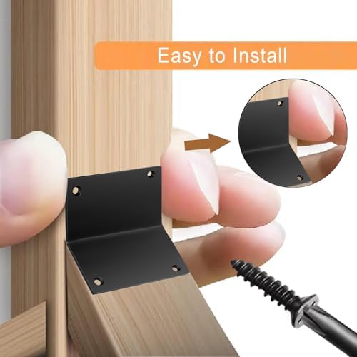 8 PCS Iron 2.76 Inch L Right Angle Bracket with Screws, 2.76" x 1.57" x 1.57" Metal Joint Bracket 90 Degree Corner Brace for Wood Bookshelf Furniture Cabinet, Thickness 3 mm Heavy Duty Black Brackets