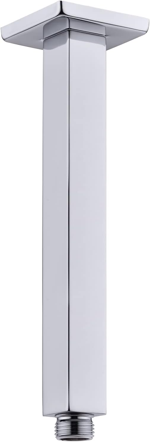 TRUSTMI Square Shower Arm with Flange 8 Inch Top Ceiling Mounted Rainfall Shower Head Extension Heavy Duty Stainless Steel, Polished Chrome
