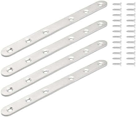 7.6 Inch Stainless Steel Straight Brace, Flat Straight Support, Repair Fixed Bracket Connector, Heavy Duty Furniture Repair Fixing Joint with Screw, 4PCS