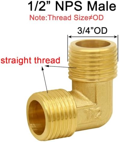 Joywayus 2 Pack Brass 1/2" NPS Male Elbow Pipe Fittings