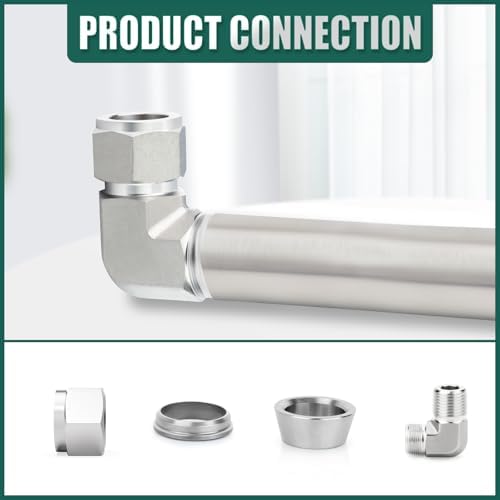 1PCS 316 Forging of Stainless Steel 90 Degree, Compression Tube Pipe Fitting Connector, 3/4" Tube OD x 3/4" NPT Male Adapter cast Sleeve for fuel/air/liquid/oil/gas/vacuum pipelines