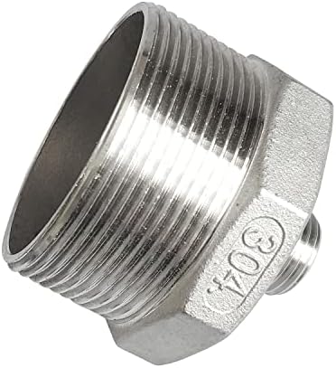 2" x 1/2" Male Hex Nipple Threaded Reducer Connector Pipe Fitting Adapter,Stainless Steel 304 NPT