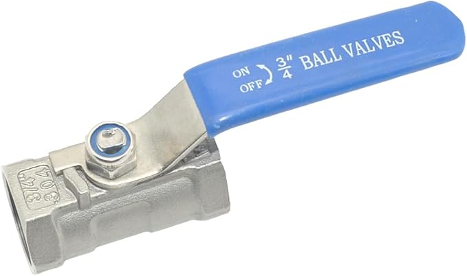 VARMHUS 2PCS 3/4" Stainless Steel 304 Ball Valve 1Pc Type NPT Female Threaded with Heavy Duty Blue Vinyl Insulation Handle,CF8M Ristricted Flow,1000 WOG (2PCS 3/4")