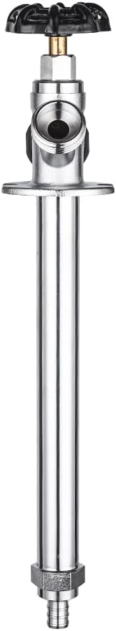 EFIELD 12-inch Anti-Siphon Frost Free Sillcock 1/2 inch Barb Crimp Pex X 3/4 inch Hose Bibb, Chrome Plated Brass Body, 12 inch Length,(SILLCOCK023)