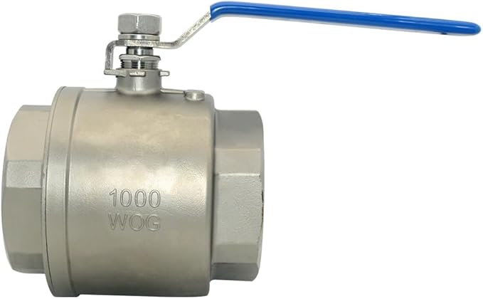 316 Stainless Steel 1/8"~3" Full Port Ball Valve with Blue Vinyl Handle, NPT Female x Female Thread,1000 WOG (4")
