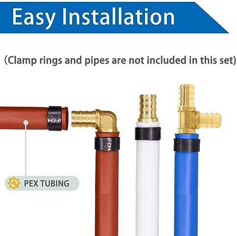 Hooshing 18 Pack 1/2" PEX Fitting Combo, Straight Coupling, Elbow, Tee Set