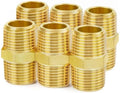 ChillWaves Brass Pipe Fitting，Hex Nipple 3/4" NPT Male x 3/4" NPT Male Thread Adapter(6-PACK)