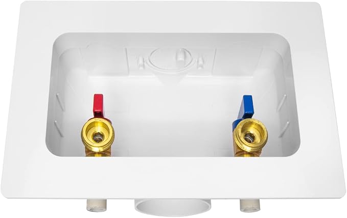 EFIELD Premium Washing Machine (Laundry) Outlet Box with Center Drain, 1/2 inch CPVC x 3/4 inch MHT, White (Standard),(WM020)