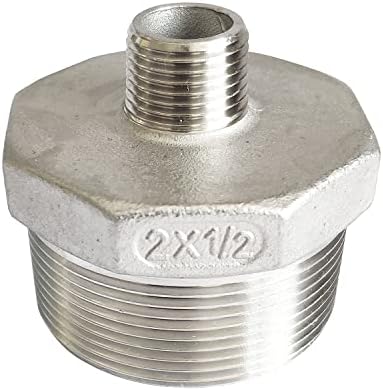 2" x 1/2" Male Hex Nipple Threaded Reducer Connector Pipe Fitting Adapter,Stainless Steel 304 NPT