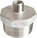 2" x 1/2" Male Hex Nipple Threaded Reducer Connector Pipe Fitting Adapter,Stainless Steel 304 NPT