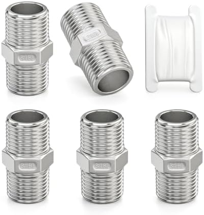 TAISHER 5PCS 316L Hex Nipple, Pipe Fitting 1/2" Male NPT