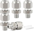 304 Stainless Steel Compression Tube Fittings, 3/8" Tube OD x 1/8" NPT Male Straight Adapter, 5PCS for Fuel/Air/Liquid/Oil/Gas/Vacuum Lines