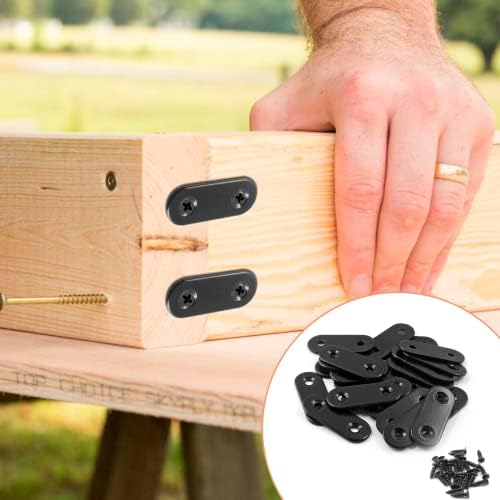 Jiozermi 24 Pcs Straight Brace 1.6" x 0.6", Stainless Steel Black