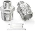 TAISHER 2PCS 316L Hex Nipple, Pipe Fitting 1" x 1/4" Male NPT