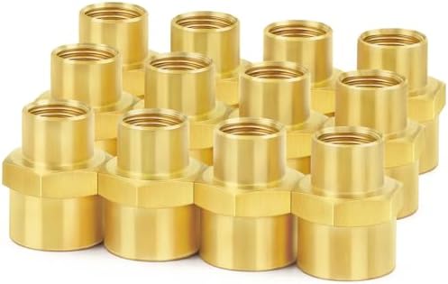 ChillWaves Brass Pipe Fitting, Reducer Hex Coupling 1/4" NPT Female x 1/8" NPT Female Thread Adapter(12-PACK)