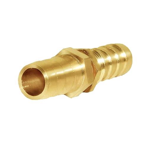 Joywayus 1/2'' Large（14mm) Hose Barb Thru-Bulk Head Hex Union Brass Fitting Water/Fuel/Air