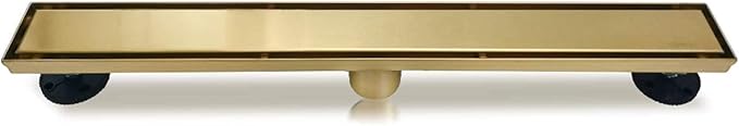 Neodrain 36-Inch Gold Linear Shower Drain, 2-in-1 Flat & Tile Insert Cover, Stainless Steel Linear Drain, Brushed Brass Rectangle Shower Floor Drain with Hair Strainer,CUPC Certified