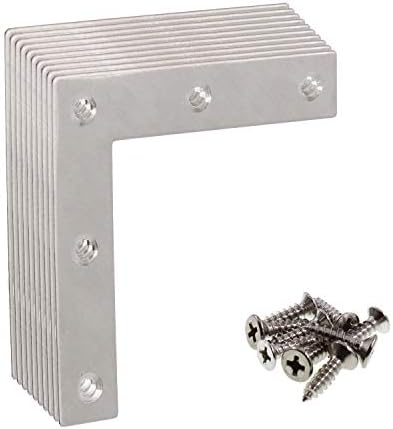 Stainless Steel L Shape Flat Corner Brace Bracket for Wood, Metal Fixing Joining Support Brace for Shelves, Furniture and Cabinet 10Pack(60x60mm)