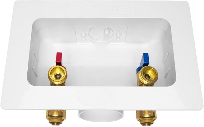 EFIELD Premium Washing Machine (Laundry) Outlet Box with Center Drain, 1/2-Inch Push-Fit x 3/4" MHT Connection White (Standard),(WM032)