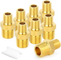 GASHER Brass Reducing Hex Nipples,1/2 Inch NPT Male x 3/8 Inch NPT Male Brass Pipe Adapter Fittings Reducing Nipples Connector（8Pcs）