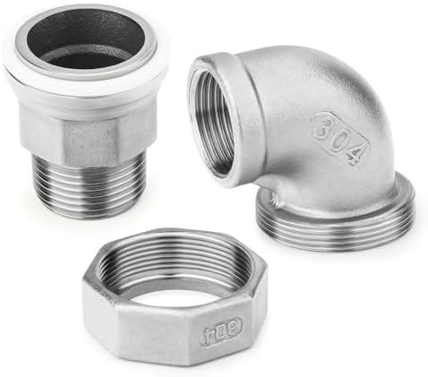 TAISHER 2PCS 304 Stainless Steel 90 Degree Elbow Union, 3/4" NPT Female x 3/4" NPT Male Cast Pipe Fitting