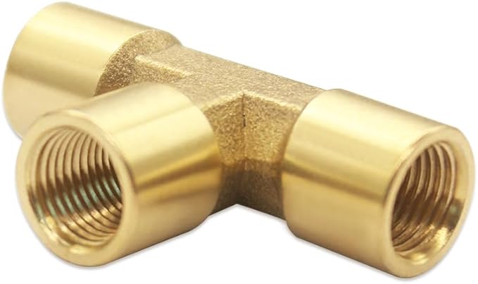 Hooshing Brass Tee Fitting 1/8" x 1/8" x 1/8" NPT Female Tee Adapter for Fuel Oil Gas Plumbing