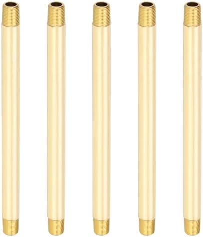 PATIKIL 1/8" x 1/8" NPT Male Brass Pipe Fitting Long Nipple, 5Pcs 6" Long Straight Pipe Fitting Connector Extender for Fuel, Air, Water, Oil, Gas System Connection, 1200PSI