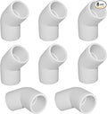1" 45 Degree PVC Elbow Fitting, Furniture Grade 2 Way Right Angle Elbow Side Outlet, PVC Corner Fittings for DIY Building Furniture Greenhouse Shed Pipe Fittings Tent Connection (Pack of 8)