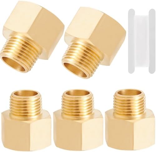 Brass Pipe Fitting,1/2 Inch NPT Male to 3/4 Inch NPT Female Brass Pipe Hose Tube Fitting 1/2'' Male NPT to 3/4'' Female NPT Reducer Adapter 5pcs (1/2 npt male x 3/4 npt female)