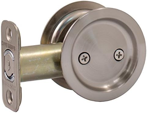 Round Pocket Door Lock, Passage (Hall/Closet) Latch, 2-3/4" Backset, RCL, Satin Nickel by Stone Harbor Hardware