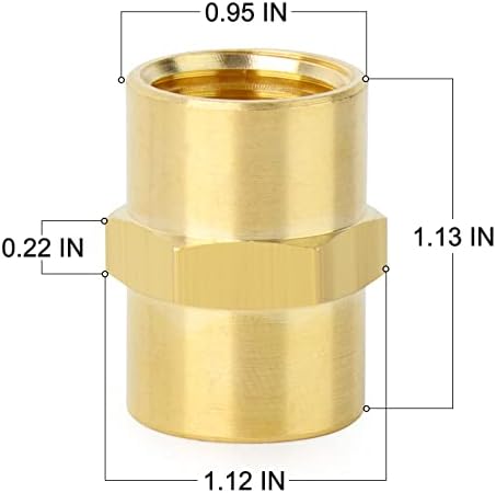 ChillWaves Brass Pipe Fitting, Hex Coupling 1/2" NPT Female x 1/2" NPT Female Thread Adapter(3-PACK)