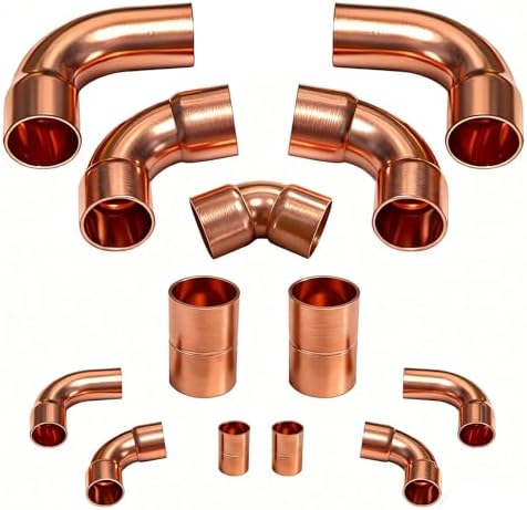3/8 & 7/8 HVAC Copper Fittings Kit for AC with Copper Pipe Coupling & Elbow